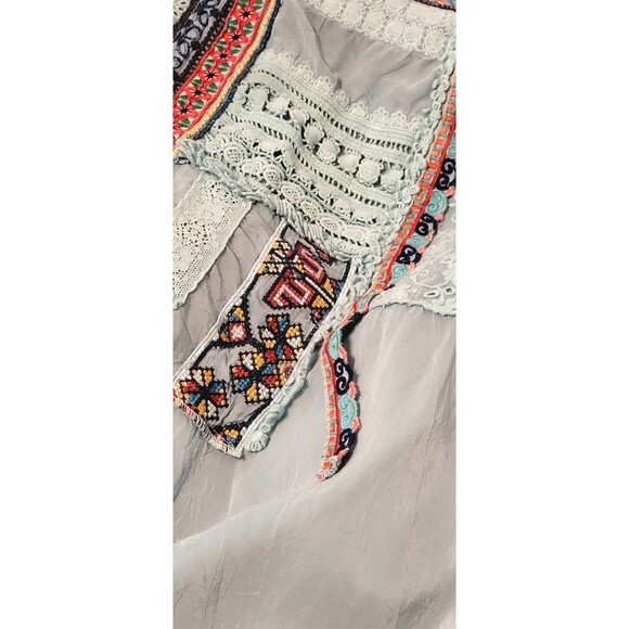 JOHNNY WAS 3x LIGHT BLUE Tunic - Embroidered Cupra - 3/4 sleeve Shirt Blouse Top - Picture 8 of 12